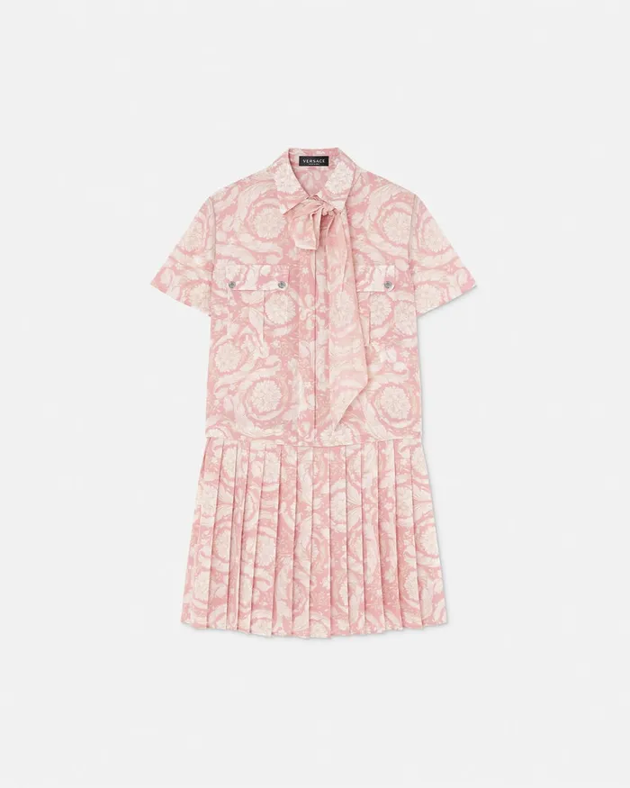 Dresses Women Versace Barocco Lavallire Silk Crpe Mini Dress White