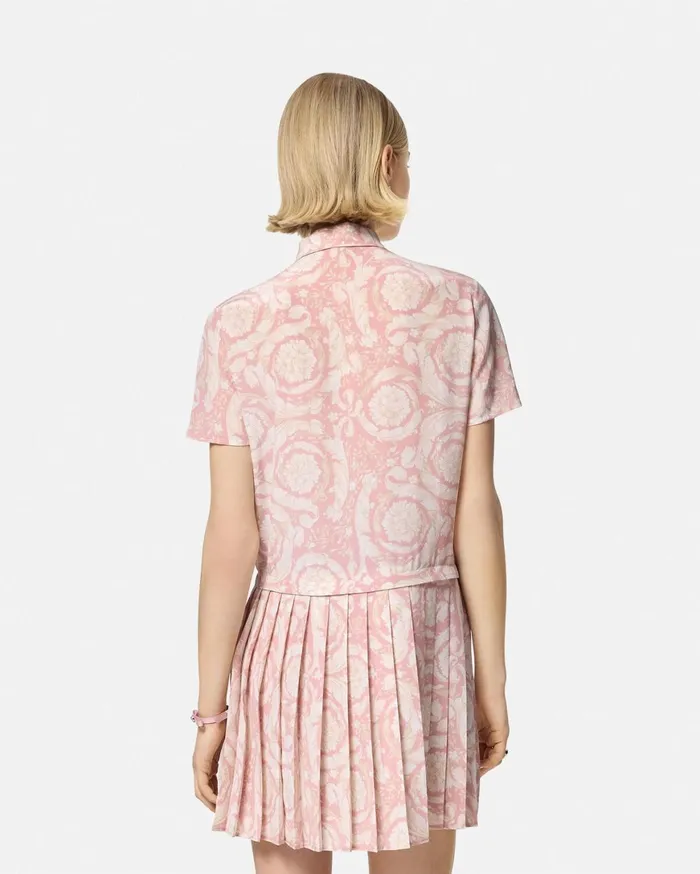 Dresses Women Versace Barocco Lavallire Silk Crpe Mini Dress White