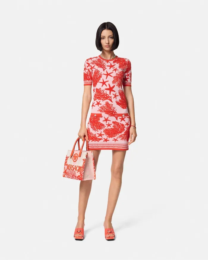 Dresses Women Versace Barocco Sea Knit Midi Dress Light Pink