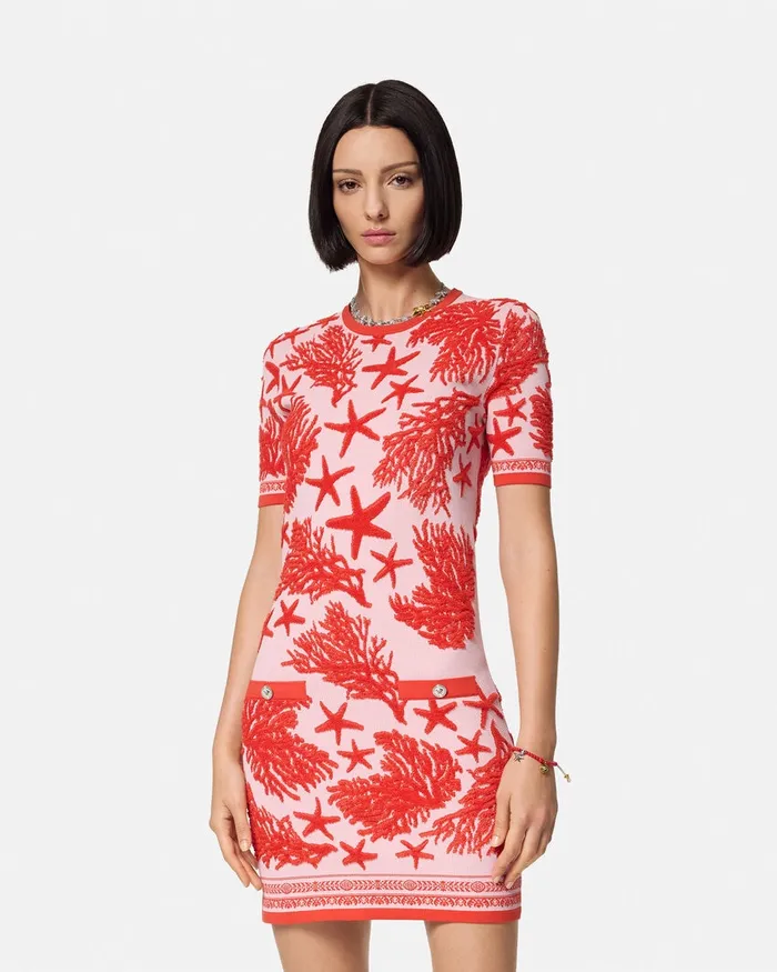 Dresses Women Versace Barocco Sea Knit Midi Dress Light Pink