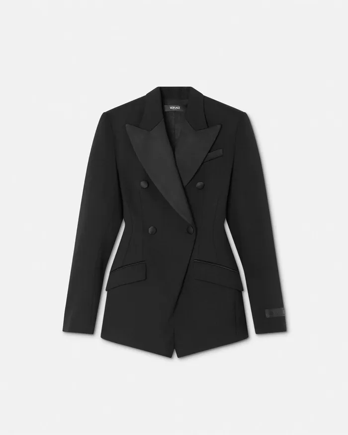 Dresses Women Versace Grain De Poudre Hourglass Tuxedo Playsuit Black