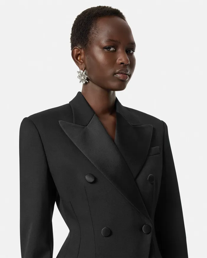 Dresses Women Versace Grain De Poudre Hourglass Tuxedo Playsuit Black
