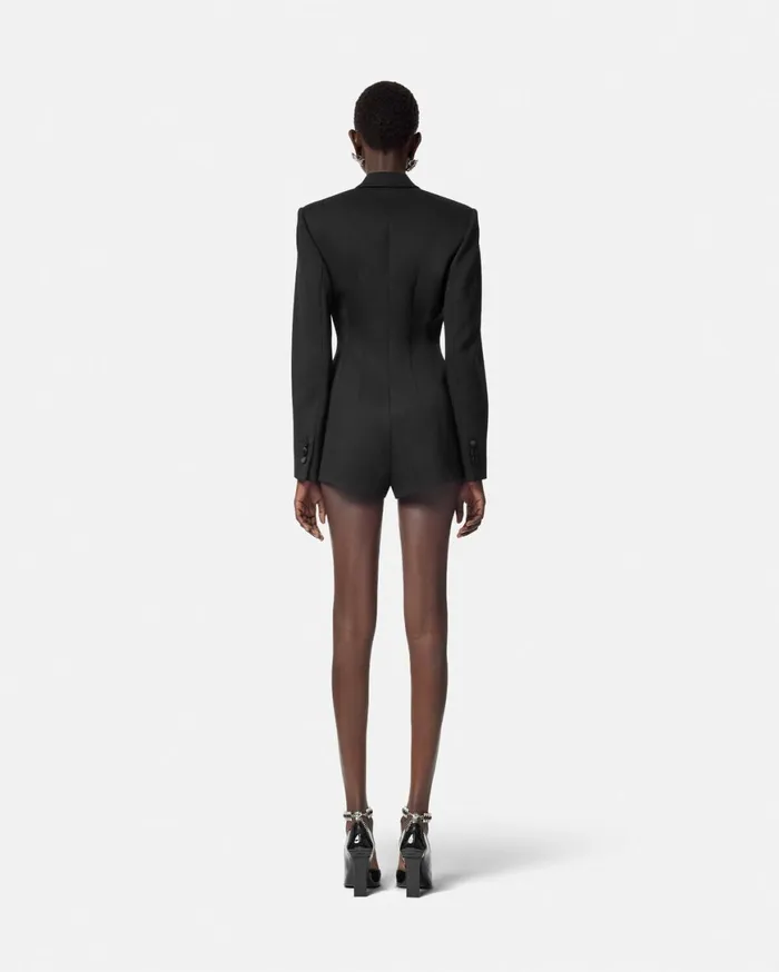 Dresses Women Versace Grain De Poudre Hourglass Tuxedo Playsuit Black