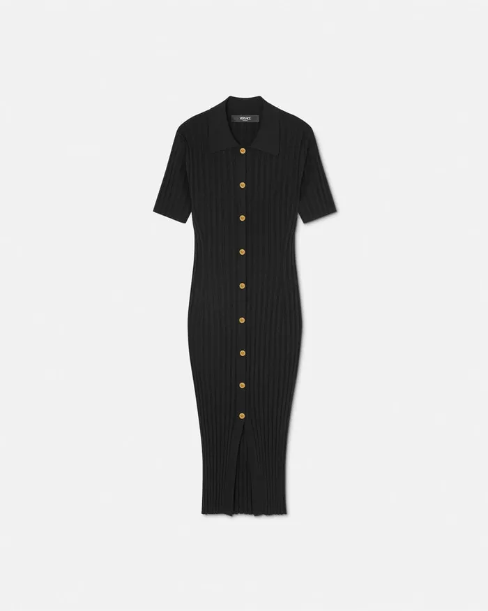 Dresses Women Versace Knit Midi Shirt Dress Black