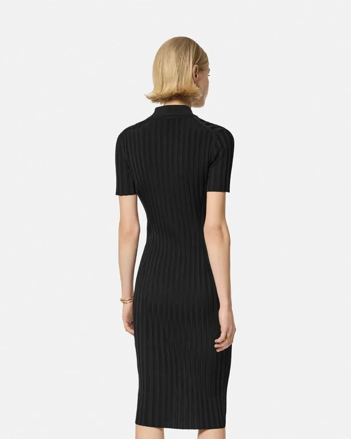 Dresses Women Versace Knit Midi Shirt Dress Black
