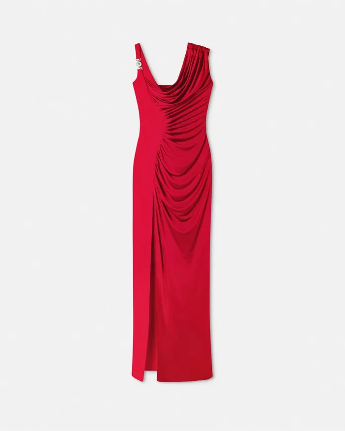 Dresses Women Versace Medusa 03995 Draped Gown Red