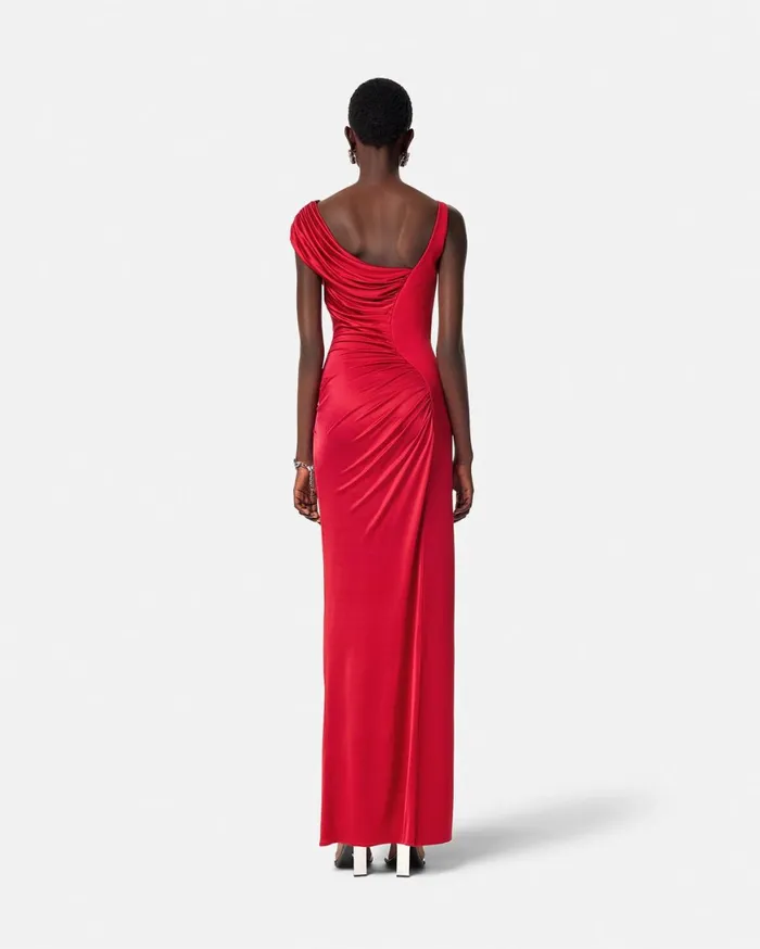 Dresses Women Versace Medusa 03995 Draped Gown Red