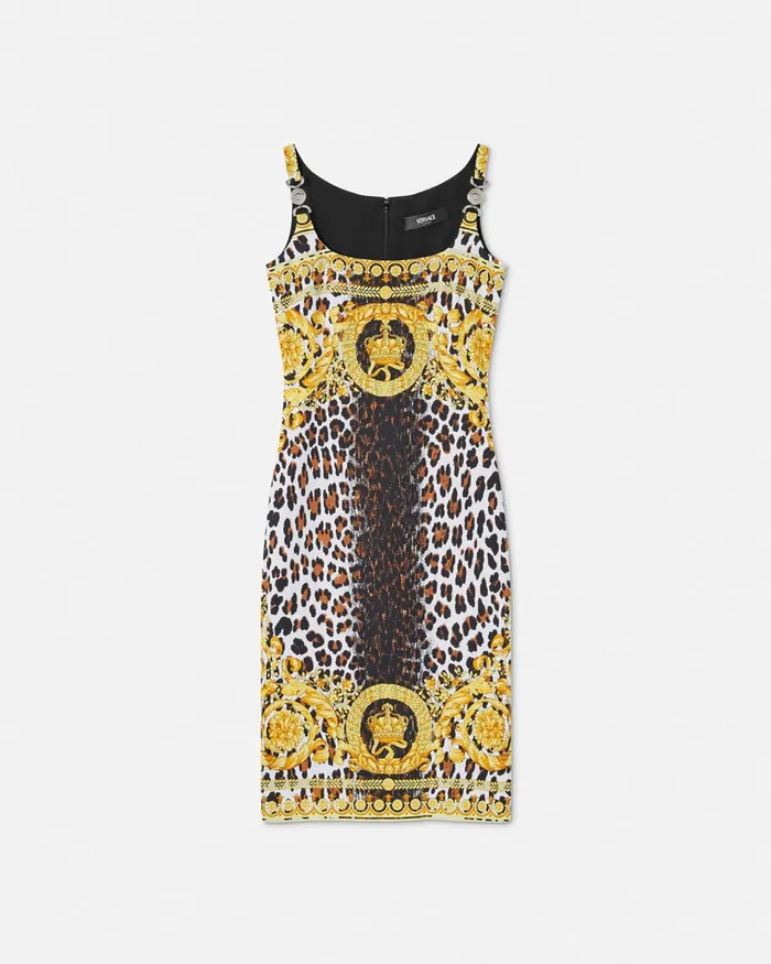 Dresses Women Versace Wild Barocco Fitted Midi Dress Print