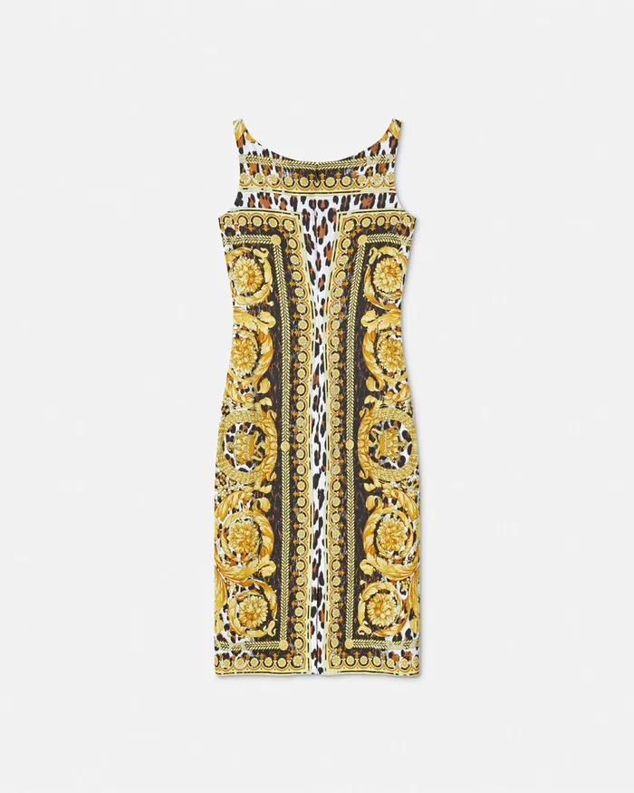 Dresses Women Versace Wild Barocco Fitted Midi Dress Print