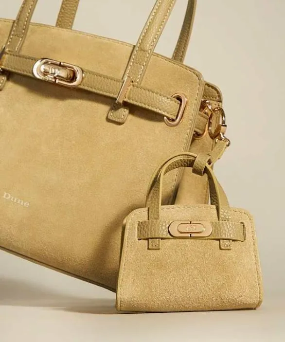 Dune London Bag Charms Women Define Xs Khaki Mini Suede Bag Charm Green