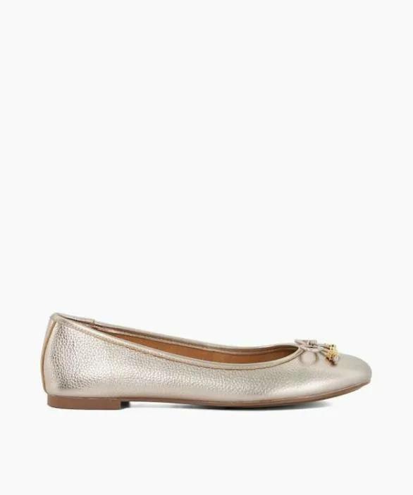 Dune London Ballet Pumps Women Hallo Gold CharmDetail Ballet Shoes Metallic Leather Dune London Ballet Pumps Women Hallo Gold CharmDetail Ballet Shoes Metallic Leather