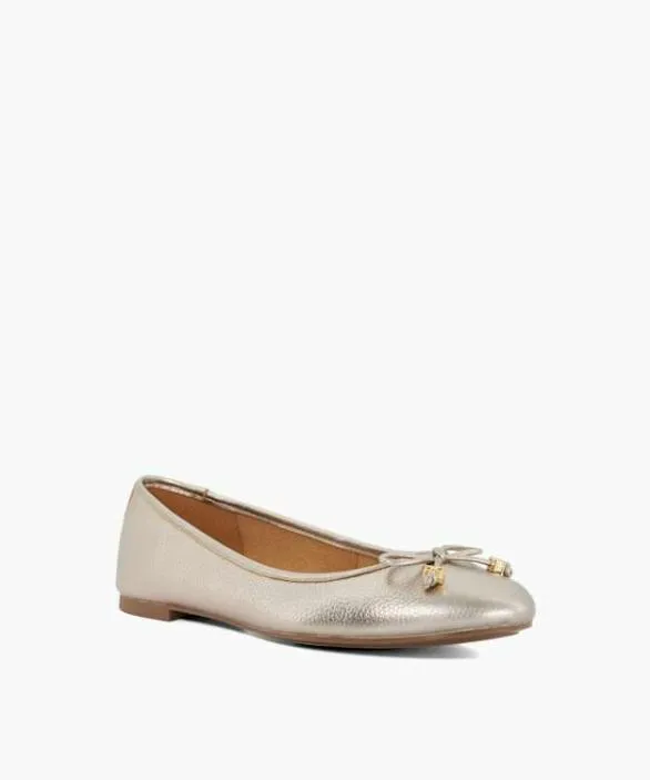 Dune London Ballet Pumps Women Hallo Gold CharmDetail Ballet Shoes Metallic Leather