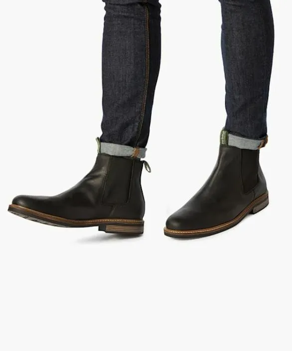 Dune London Black Boots Men Farsley Black Natural Sole Chelsea Boots Black