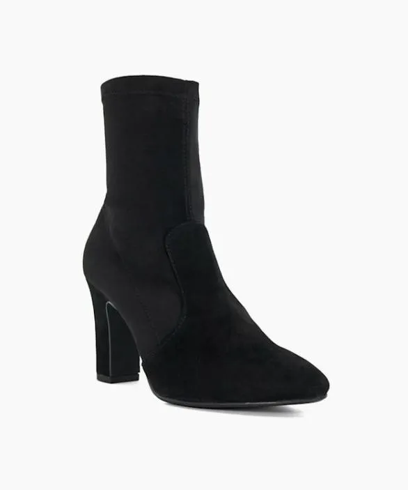 Dune London Black Boots Women Optilly Black Almond Toe Block Heel Sock Boots Black