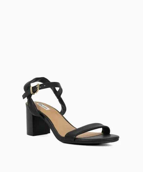 Dune London Black Sandals Women Jaliz Black Open Toe Block Heel Shoes Black