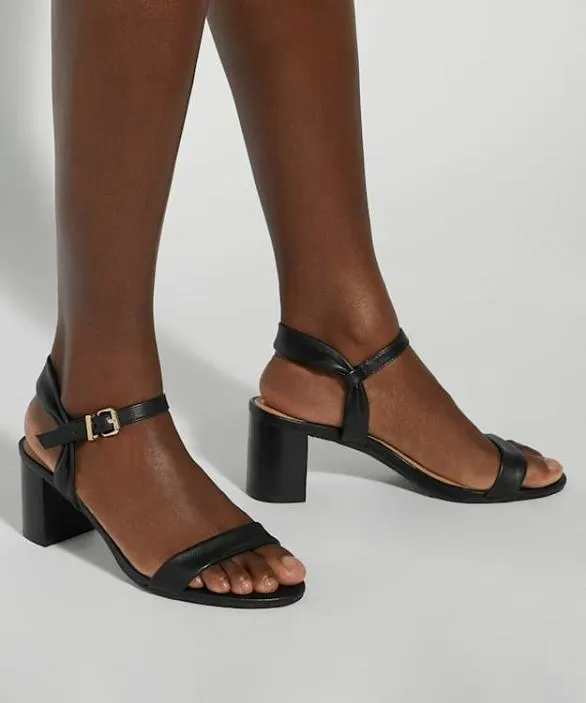 Dune London Black Sandals Women Jaliz Black Open Toe Block Heel Shoes Black