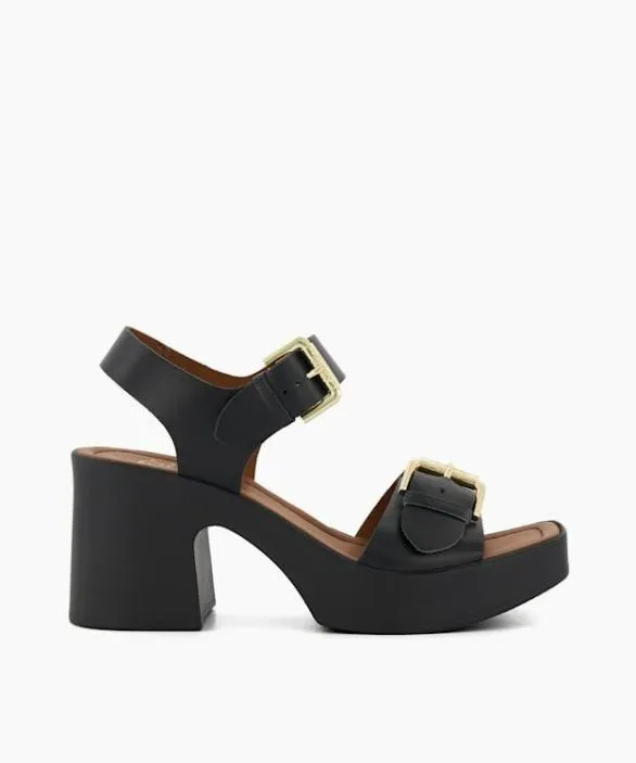 Dune London Black Sandals Women Jenies Black Leather Platform Sandals Black
