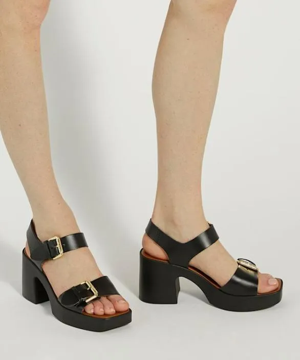 Dune London Black Sandals Women Jenies Black Leather Platform Sandals Black