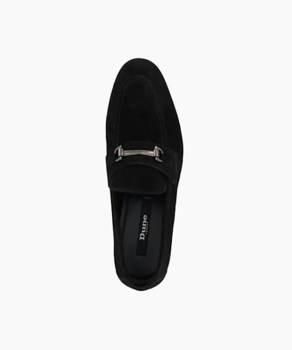 Dune London Black Shoes Men Bidding Black Suede Snaffle Trim Loafers Black