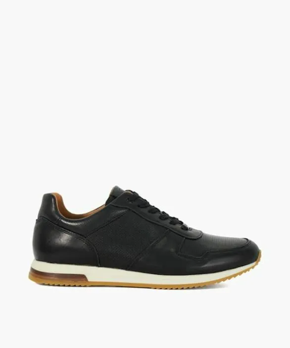 Dune London Black Shoes Men Trilogy Black LaceUp Runner Trainers Black