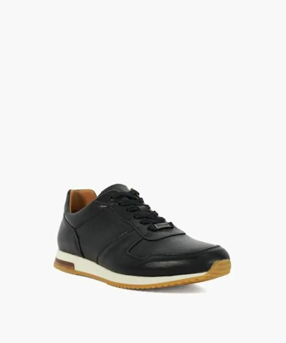 Dune London Black Shoes Men Trilogy Black LaceUp Runner Trainers Black