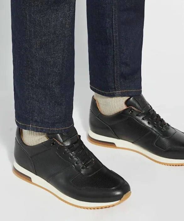 Dune London Black Shoes Men Trilogy Black LaceUp Runner Trainers Black