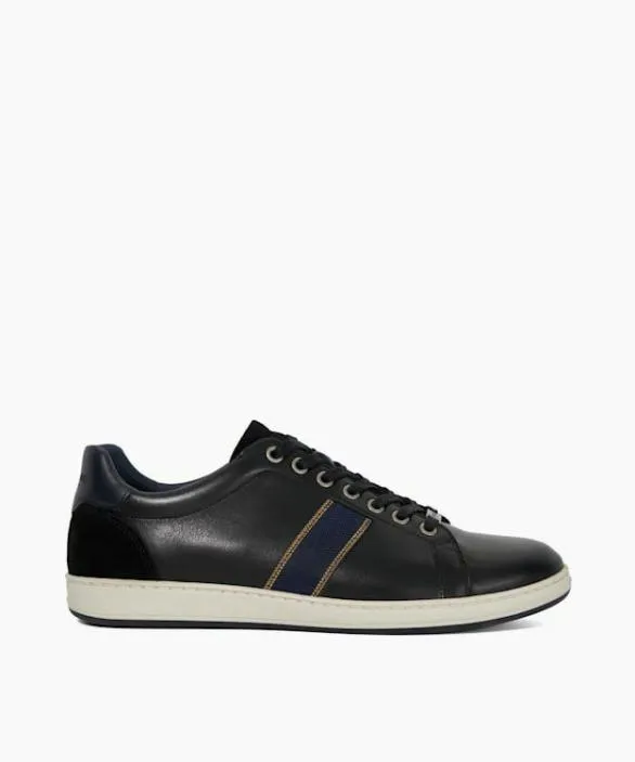Dune London Black Shoes Men Trint Black LaceUp Leather Trainers Black