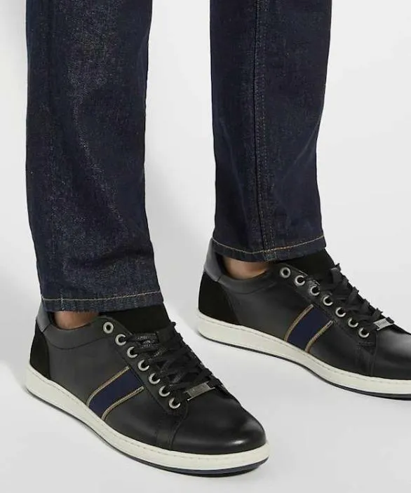 Dune London Black Shoes Men Trint Black LaceUp Leather Trainers Black