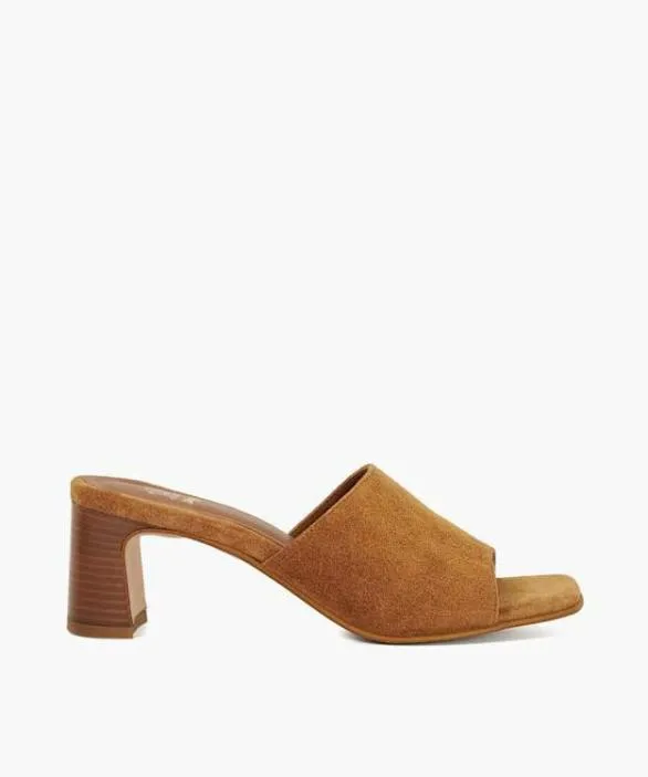 Dune London Block Heeled Sandals Women Jule Tan Suede Open Toe Heel Mules Brown Dune London Block Heeled Sandals Women Jule Tan Suede Open Toe Heel Mules Brown