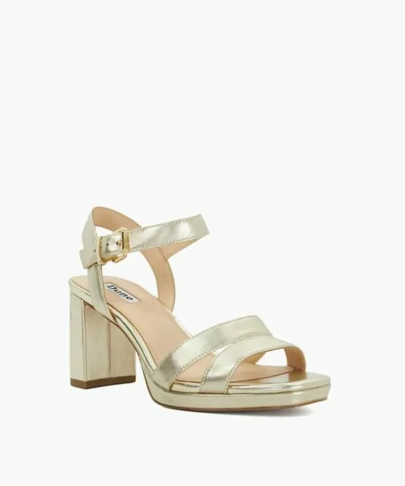 Dune London Block Heeled Sandals Women Manifesting Gold Block Heel Sandals Metallic Leather
