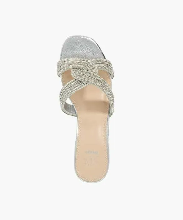 Dune London Block Heeled Sandals Women Movey Silver Block Heel Embellished Sandals Metallic
