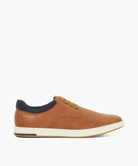 Dune London Brown Shoes Men Tamsen Tan LaceUp Trainers Brown