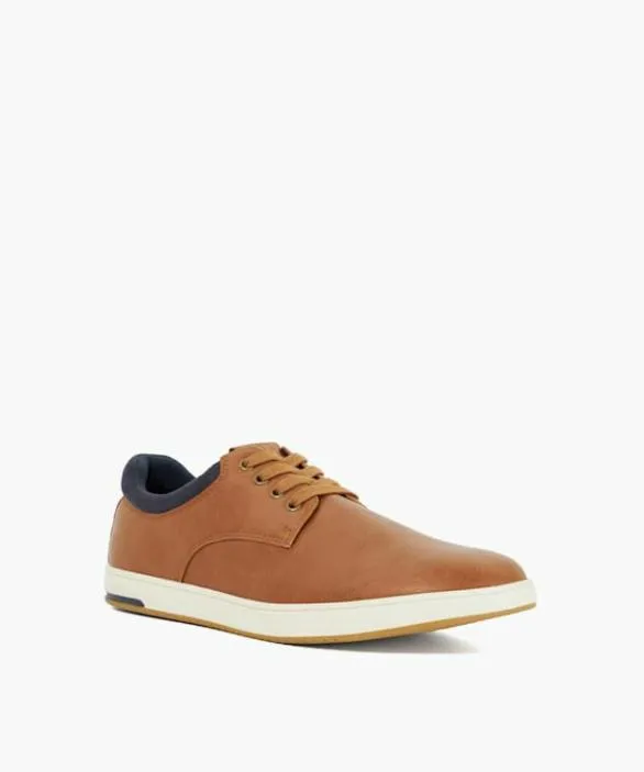 Dune London Brown Shoes Men Tamsen Tan LaceUp Trainers Brown