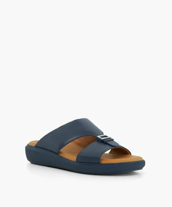 Dune London Casual Sandals Men Handrix Blue Open Toe Wedge Sole Slip Ons Blue
