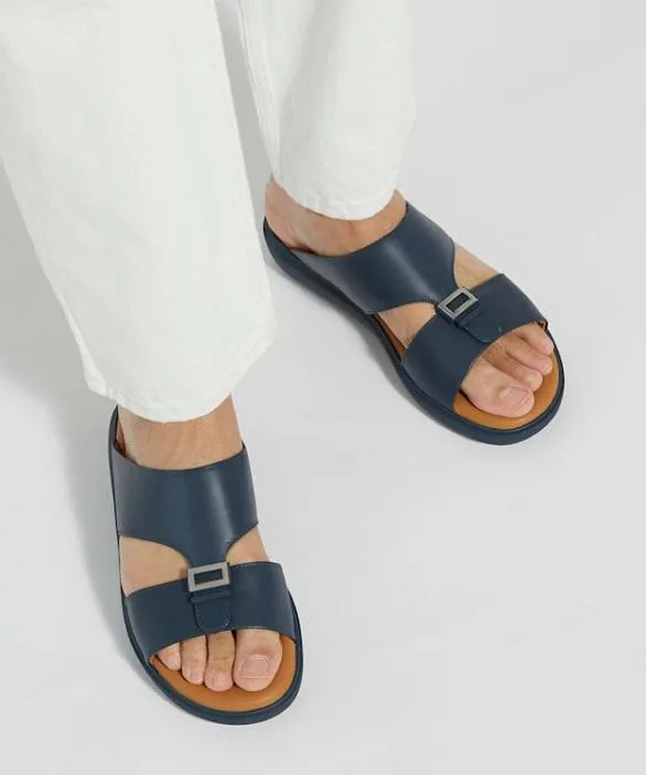 Dune London Casual Sandals Men Handrix Blue Open Toe Wedge Sole Slip Ons Blue