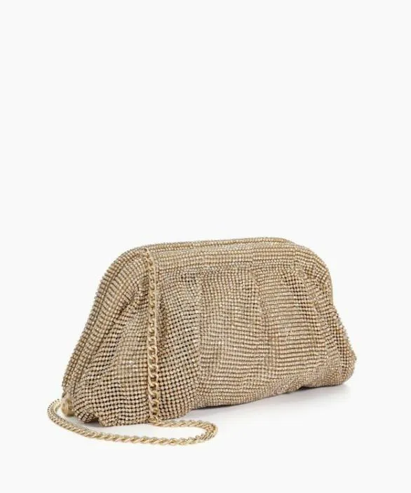 Dune London Clutch Bags Women Elegent Gold Embellished Mesh Clutch Bag Metallic