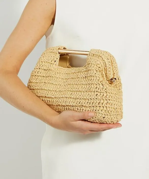 Dune London Clutch Bags Women Elsabeth Natural Raffia Clutch Bag Neutral