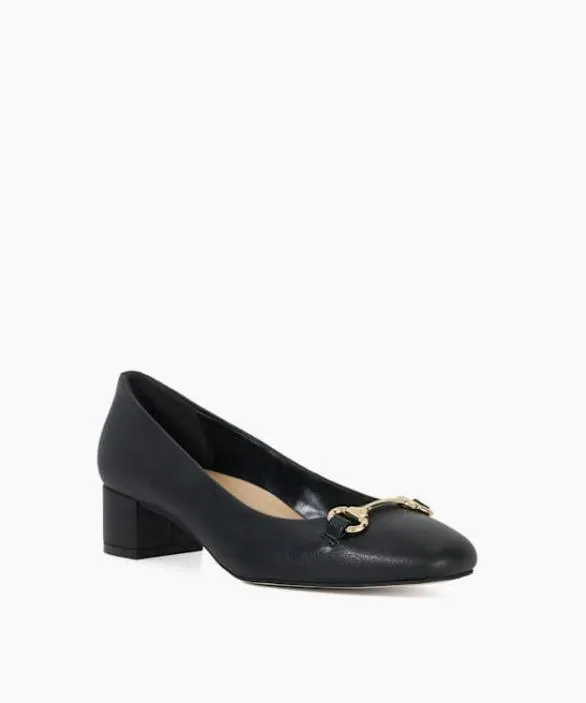 Dune London Court Shoes Women Bordering Black Buckle Detail Block Heel Court Shoes Black