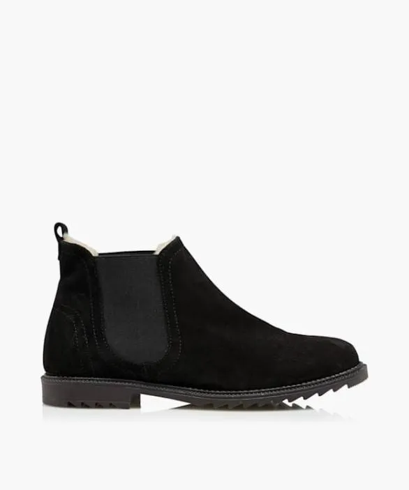 Dune London Flat Boots Women Pedal Black Warm Lined Chelsea Boots Black