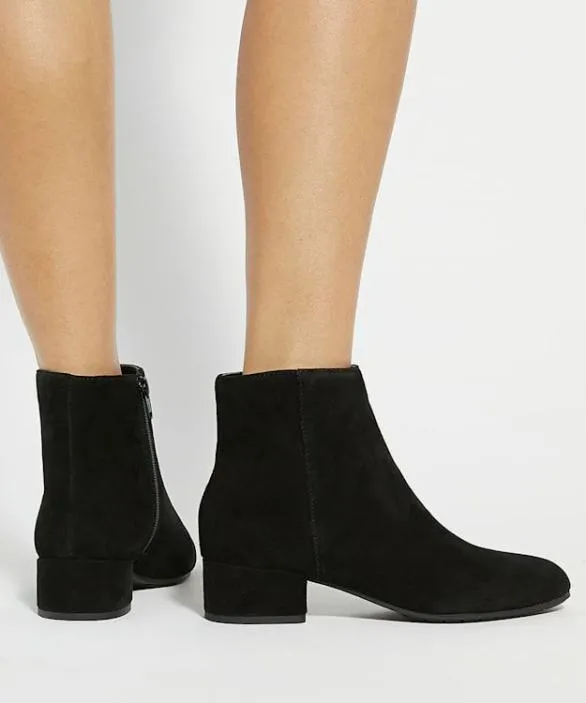 Dune London Flat Boots Women Pippie Black LowHeel Suede Black Ankle Boots Black