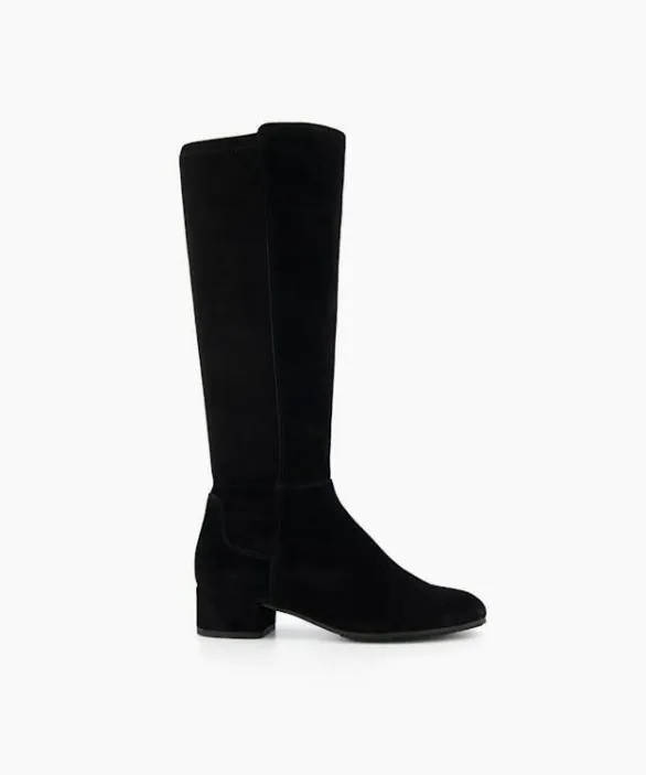 Dune London Flat Boots Women Tayla Black Suede Stretch KneeHigh Boots Black Suede Dune London Flat Boots Women Tayla Black Suede Stretch KneeHigh Boots Black Suede