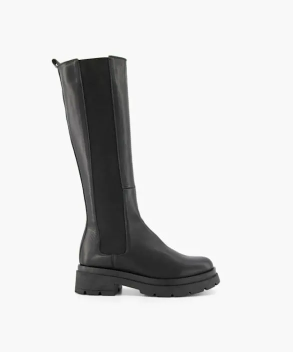 Dune London Flat Boots Women Tempas Black ChunkySole Leather KneeHigh Boots Black Dune London Flat Boots Women Tempas Black ChunkySole Leather KneeHigh Boots Black