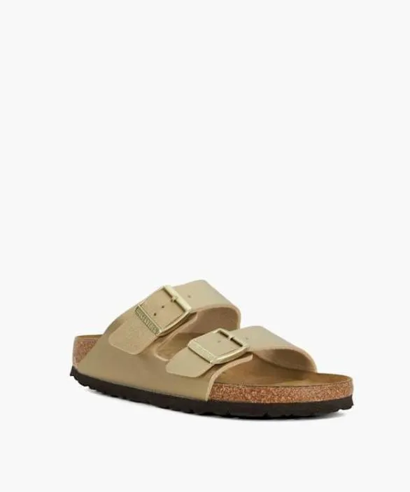 Dune London Flat Sandals Women Arizona Birko F Gold Two Strap Sandals Metallic
