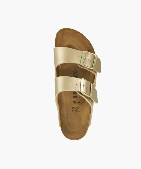 Dune London Flat Sandals Women Arizona Birko F Gold Two Strap Sandals Metallic