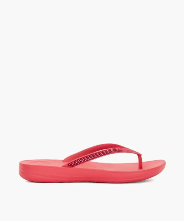 Dune London Flat Sandals Women Iqushion Sparkl Fuchsia Wedge Flip Flop Pink