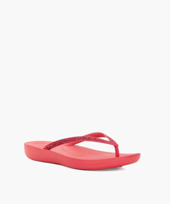 Dune London Flat Sandals Women Iqushion Sparkl Fuchsia Wedge Flip Flop Pink