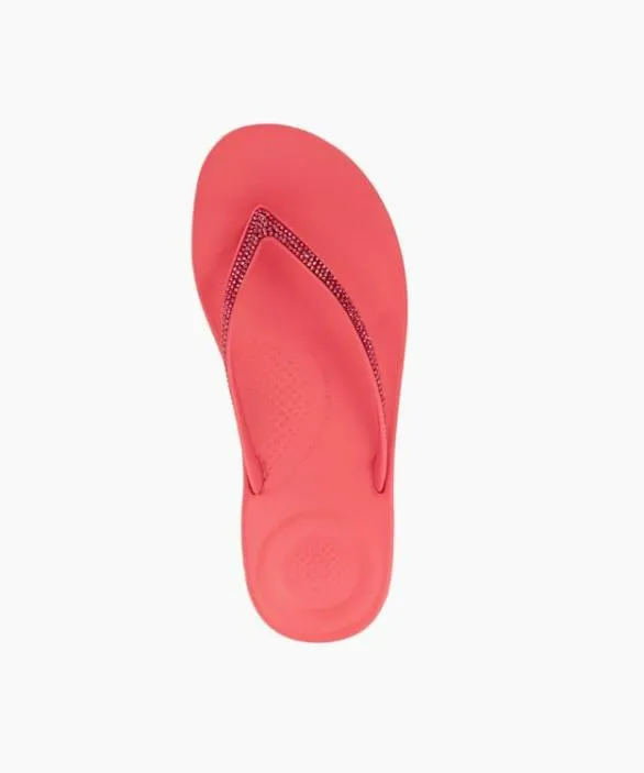 Dune London Flat Sandals Women Iqushion Sparkl Fuchsia Wedge Flip Flop Pink