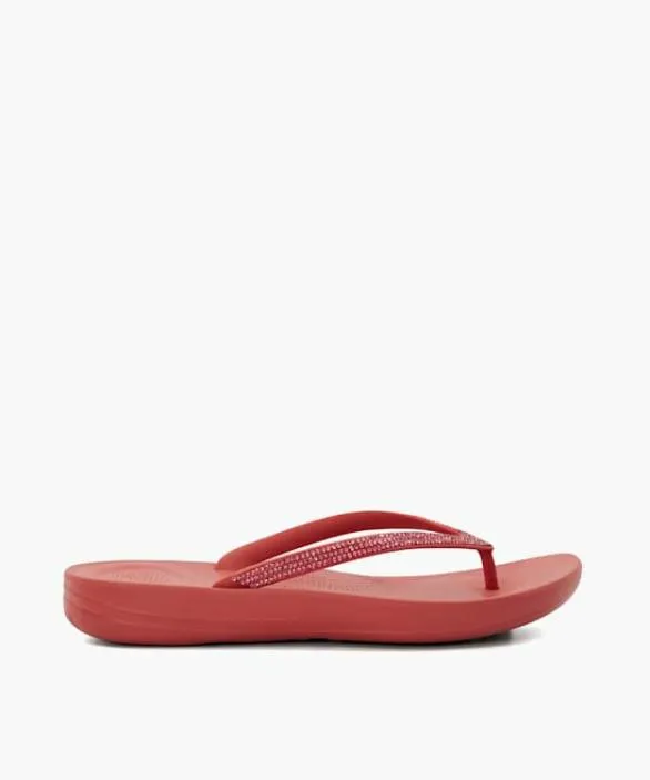 Dune London Flat Sandals Women Iqushion Sparkl Red Wedge Flip Flop Red