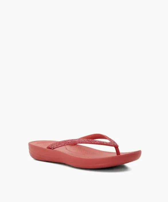 Dune London Flat Sandals Women Iqushion Sparkl Red Wedge Flip Flop Red