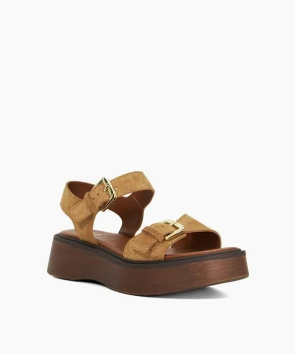 Dune London Flat Sandals Women Luno Sand Double Strap Flatform Sandals Neutral